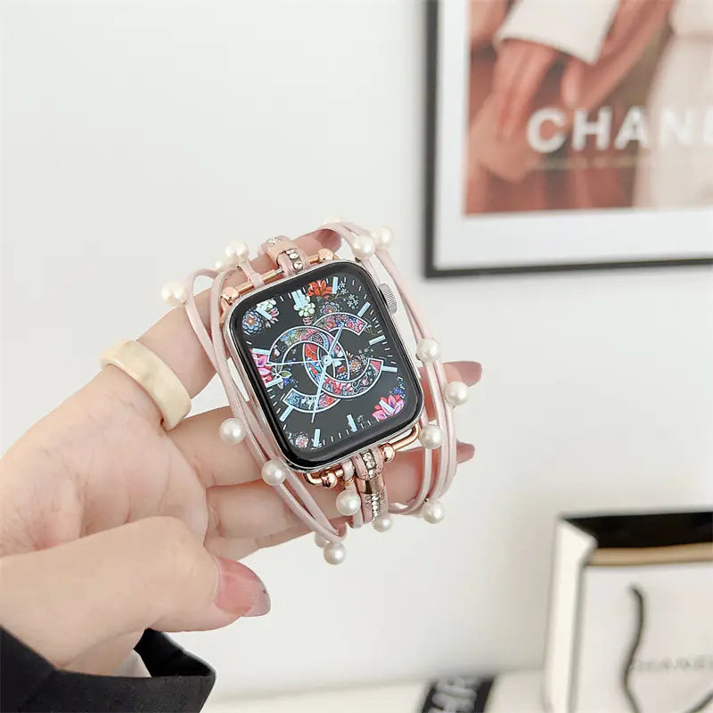 Fashion Beads Metal Watch Strap