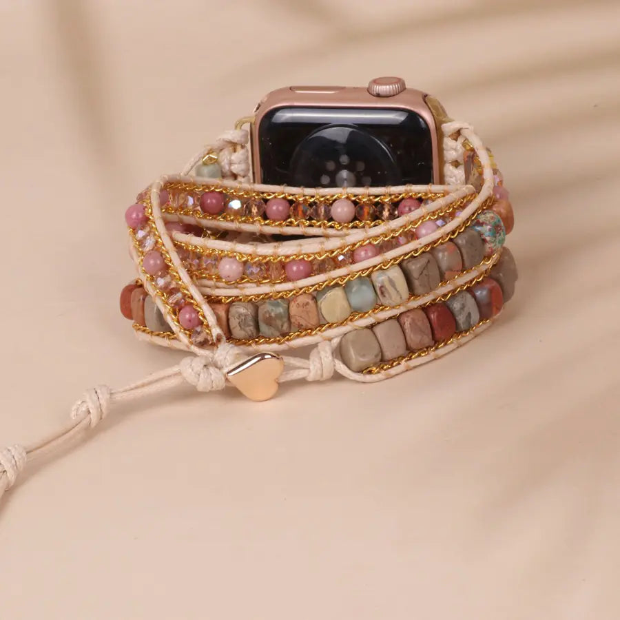 3-Layer Bracelet with Winding Stone Beads