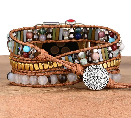 3-Layer Bracelet with Winding Stone Beads