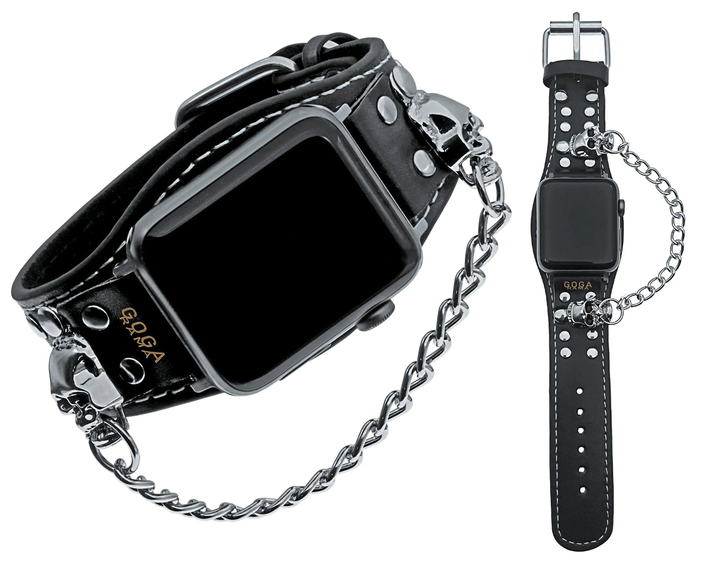 Leather Skull Cuff Band