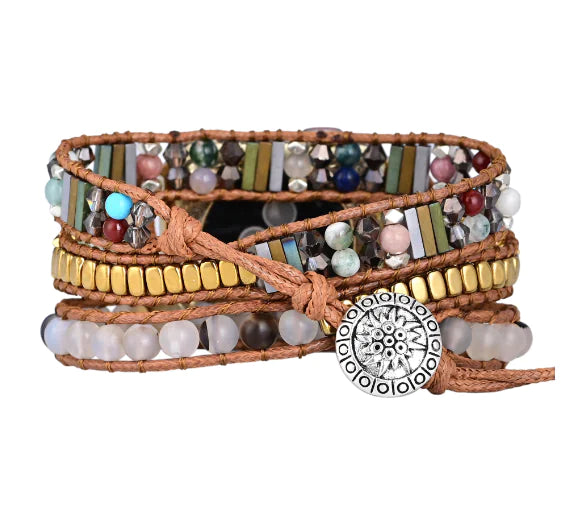 3-Layer Bracelet with Winding Stone Beads