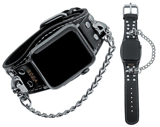Leather Skull Cuff Band